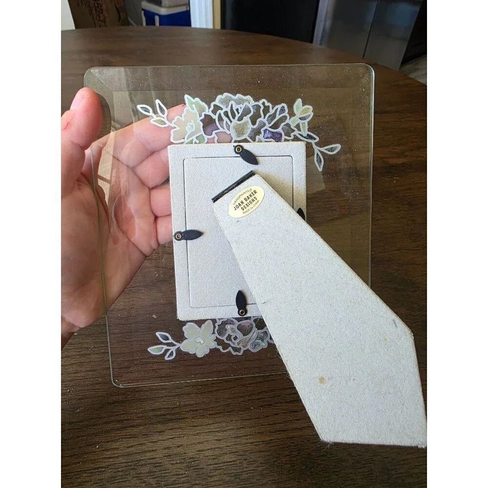 Hand-Painted Floral Glass Photo Frame‎ 3.5